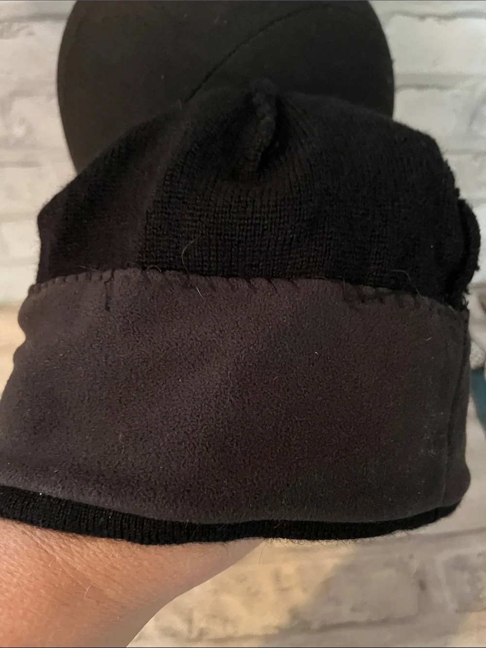 The North Face Black Beanie with Gray Trim and Logo hat